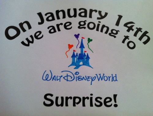 On January 14th we are going to Walt Disney World.  Surprise!